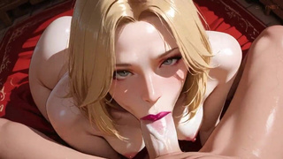 Пышная блондинка-сестричка страстно скачет и ловит сперму на лицо в ASMR